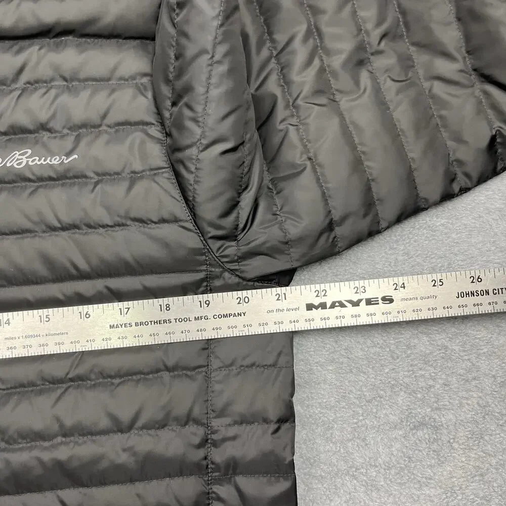 NWT Eddie Bauer Puffer Jacket Mens S Microlight Black 650 Goose Down